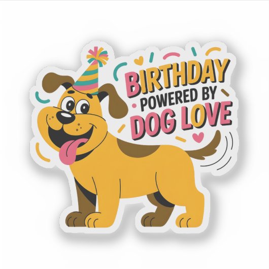 Birthday Dog Love Party Illustration シール (正面)