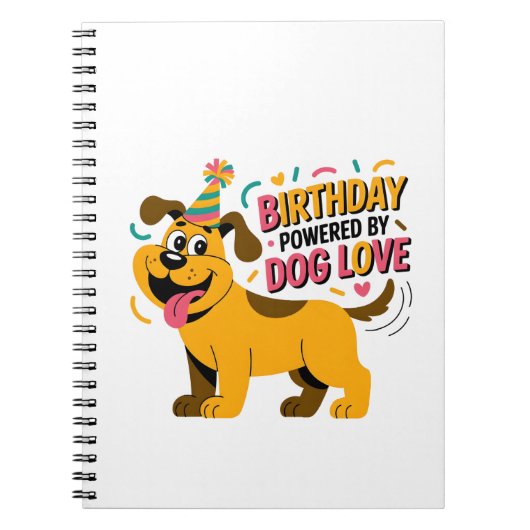 Birthday Dog Love Party Illustration ノートブック (正面)