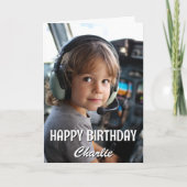Birthday Dog Pilot Aviator Sunglasses Plane Funny カード (正面)