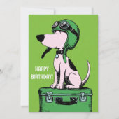 Birthday Dog Pilot Travel Suitcase Funny Aviation カード (正面)