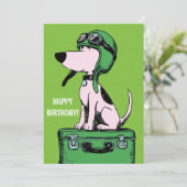 Birthday Dog Pilot Travel Suitcase Funny Aviation カード (スタンド正面)