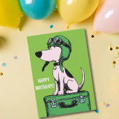 Birthday Dog Pilot Travel Suitcase Funny Aviation カード
