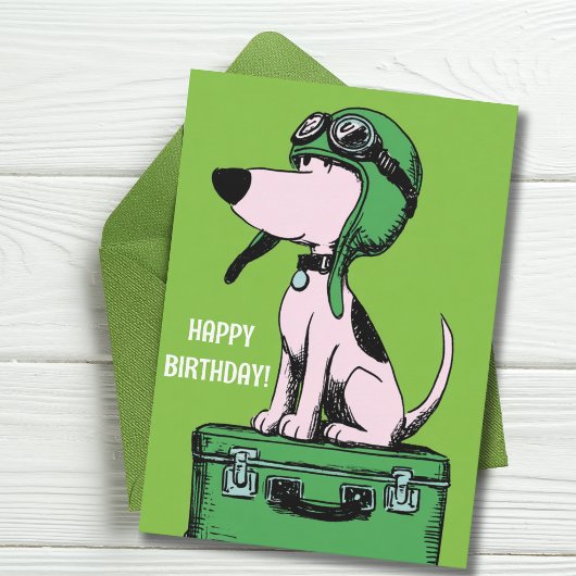 Birthday Dog Pilot Travel Suitcase Funny Aviation カード