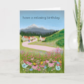 Birthday Dog Walking Country Town カード (正面)