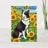 Birthday Dog with Sunflower  カード (正面)