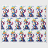 Birthday Dragon Add Name & Age ラッピングペーパー (フラット)