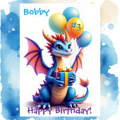 Birthday Dragon Add Name & Age of Young Boy カード