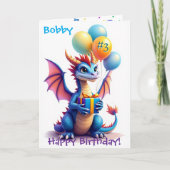 Birthday Dragon Add Name & Age of Young Boy カード (正面)