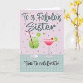 Birthday Drinks for Fabulous Sister カード (黄色い花)