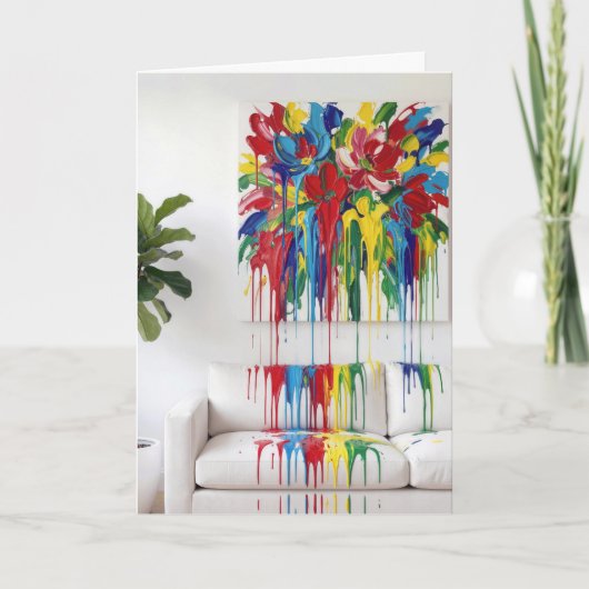 Birthday Dripping Abstract Canvas Art カード (正面)