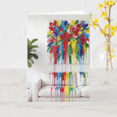 Birthday Dripping Abstract Canvas Art カード (黄色い花)