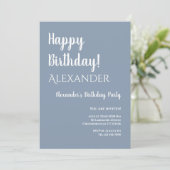 Birthday Dusty Blue Happy Birthday 招待状 (スタンド正面)