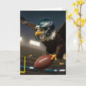 Birthday Eagle Flying With a Football カード (黄色い花)