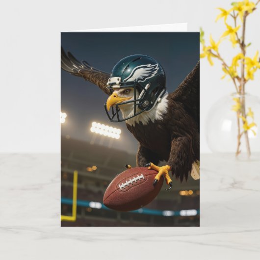 Birthday Eagle Flying With a Football カード (黄色い花)