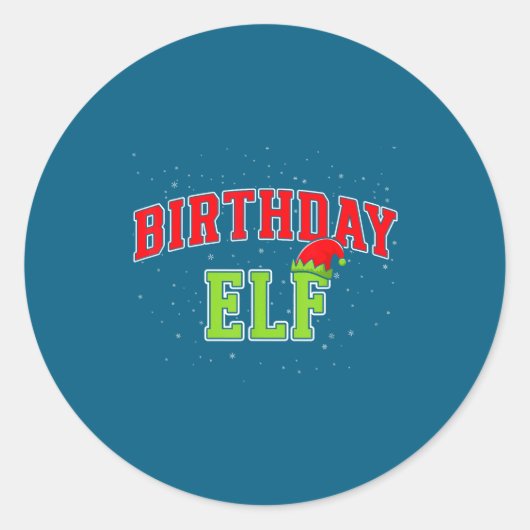 Birthday Elf Christmas Family Matching Group Xmas ラウンドシール (正面)