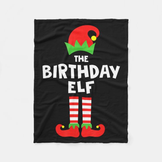 Birthday Elf Matching Group Family Holiday Christm フリースブランケット (正面)