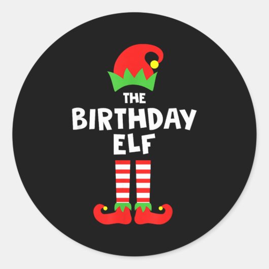Birthday Elf Matching Group Family Holiday Christm ラウンドシール (正面)