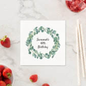 Birthday eucalyptus greenery wreath name elegant スタンダードカクテルナプキン (インサイチュ)