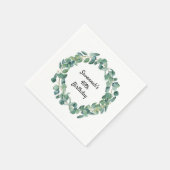 Birthday eucalyptus greenery wreath name elegant スタンダードカクテルナプキン (角)