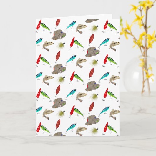 Birthday Fishing Hats and Lures  カード (黄色い花)