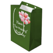 Birthday Flamingo In Sneakers With Headphones ミディアムペーパーバッグ (裏面アングル)