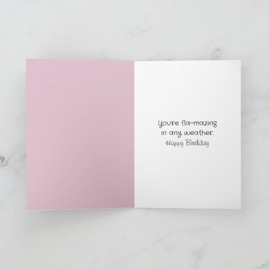 Birthday Flamingo Wearing Winter Boots and Scarf カード (内部)