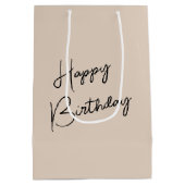 Birthday Flamingo Wearing Winter Scarf and Hat ミディアムペーパーバッグ (裏面)