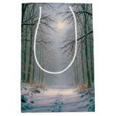 Birthday Footprints In a Forest Lit By Moonlight ミディアムペーパーバッグ (正面)