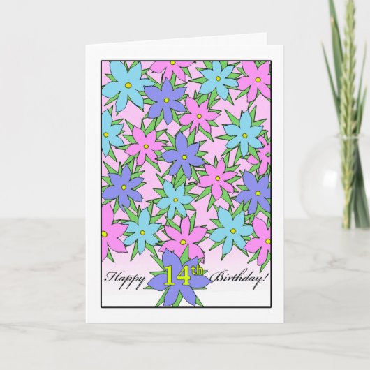 Birthday for 14 Year Old Girl, Pastel Flowers カード (正面)