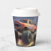birthday for kids boys party car monster truck 紙コップ (裏面)
