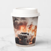 birthday for kids boys party car monster truck 紙コップ (正面)