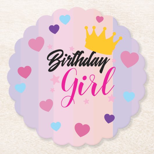 Birthday for little girls paper cloaster ペーパーコースター (正面)