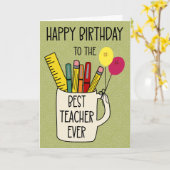 Birthday for the Best Teacher Ever カード (黄色い花)