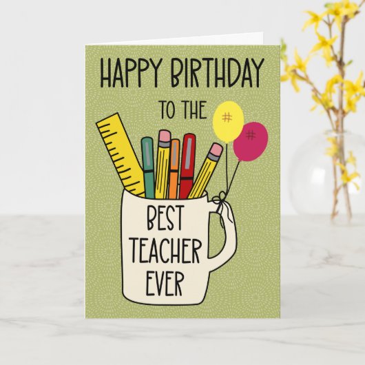 Birthday for the Best Teacher Ever カード (黄色い花)