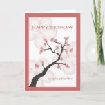 Birthday for Wife, Chinese Blossom Tree カード<br><div class="desc">Beautiful birthday card for your wife features illustration of a Chinese blossom tree with pink flower petals in a frame of coordinating colors.</div>