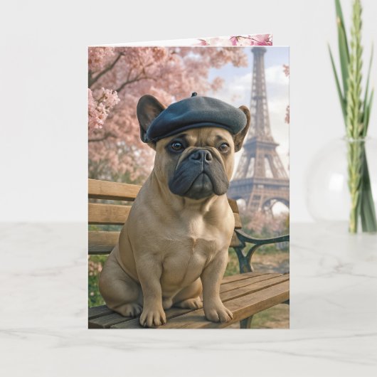 Birthday French Bulldog In Paris カード (正面)