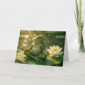 Birthday Frog Meditating On a Lily Pad カード (正面)