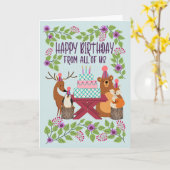 Birthday From All Woodland Animals カード (黄色い花)