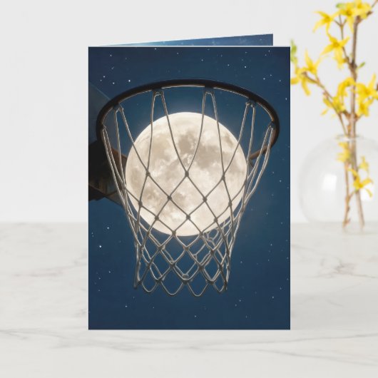 Birthday Full Moon In a Basketball Net カード (黄色い花)