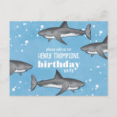 Birthday Fun Whimsical Ocean Swimming Sharks ポストカード (正面)