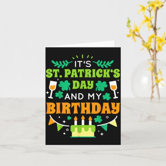 Birthday Funny Born On St Patricks Day 2020  カード (黄色い花)