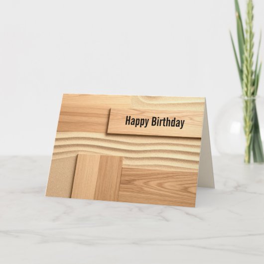 Birthday Geometric Wood On Sand Design カード (正面)