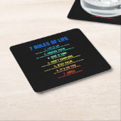 Birthday Gift 7 Rules Of Life スクエアペーパーコースター (アングル)