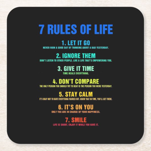 Birthday Gift 7 Rules Of Life スクエアペーパーコースター (正面)