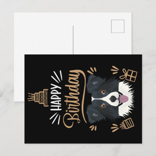 Birthday Gift Border Collie ポストカード (正面/裏面)