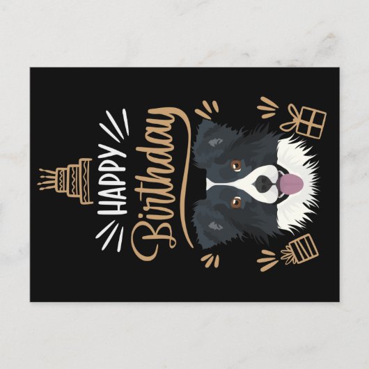 Birthday Gift Border Collie ポストカード (正面)