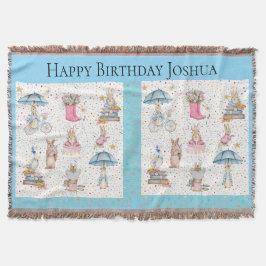 Birthday gift for baby boy - bunny rabbit スローブランケット