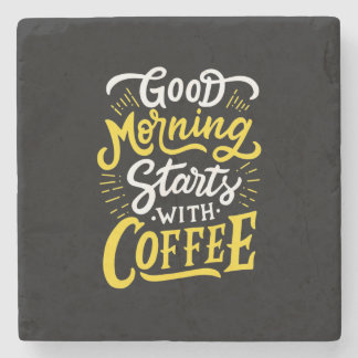 Birthday Gift Good Morning Start With Coffee ストーンコースター