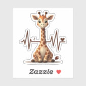 Birthday Giraffe Heartbeat Shirt for Woman Man Kid シール (シート)