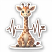 Birthday Giraffe Heartbeat Shirt for Woman Man Kid シール (正面)